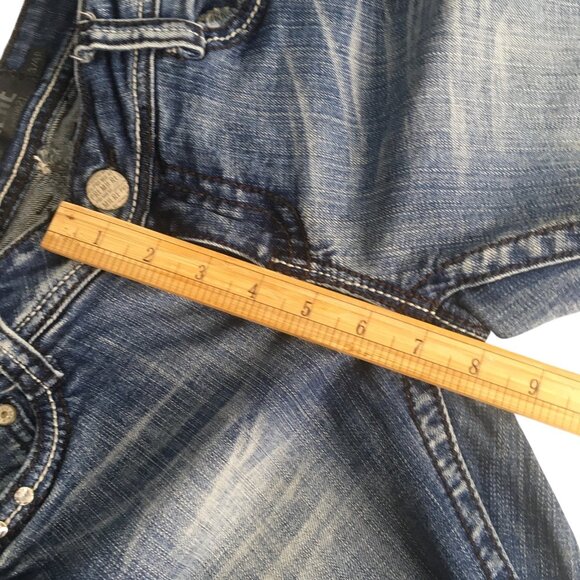 PREMIERE by rue21 Jeans Womens 3/4R Blue Slim Boot Stretch Embellished Pockets - Picture 6 of 15